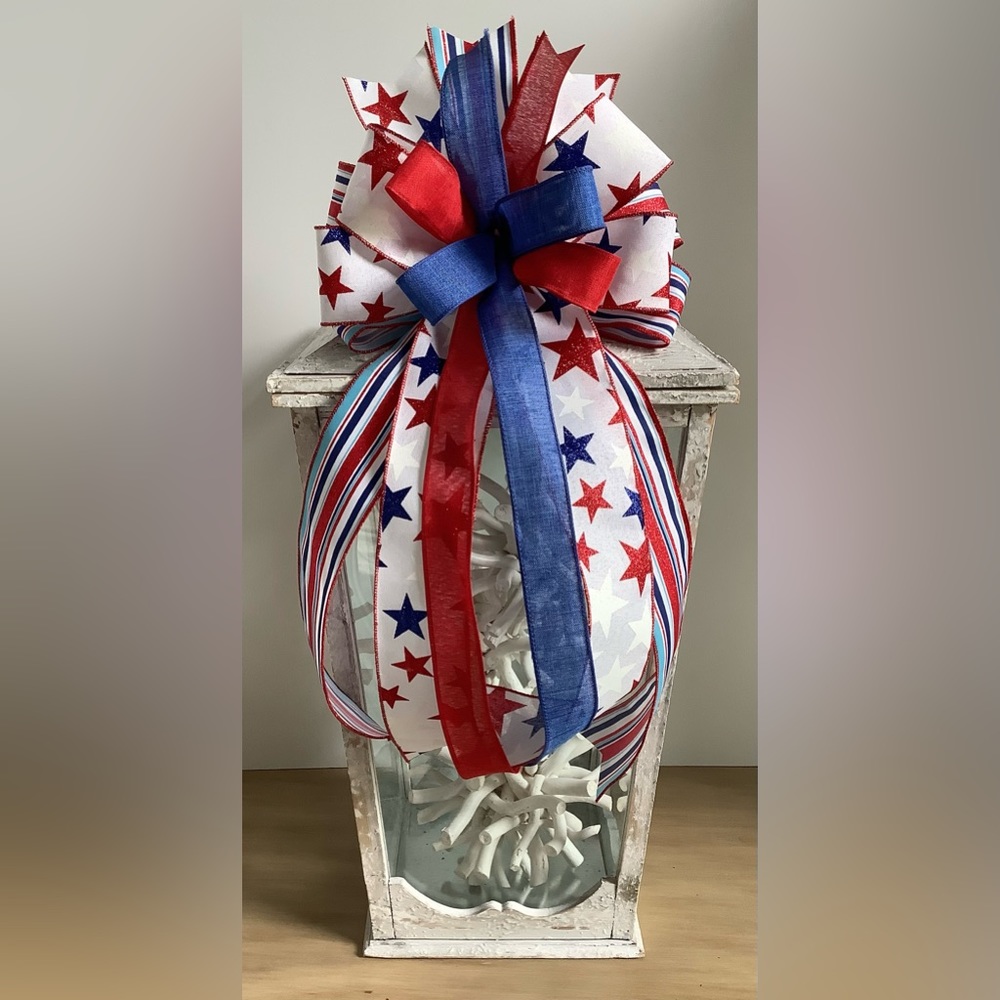 Fourth Of July Bow, Wreath Bow, Wreath Accent, Lantern Bow, Star & Stripes